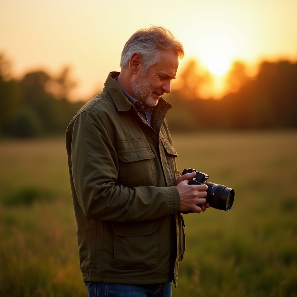 Fotograf adult fotografiind peisaj în natură